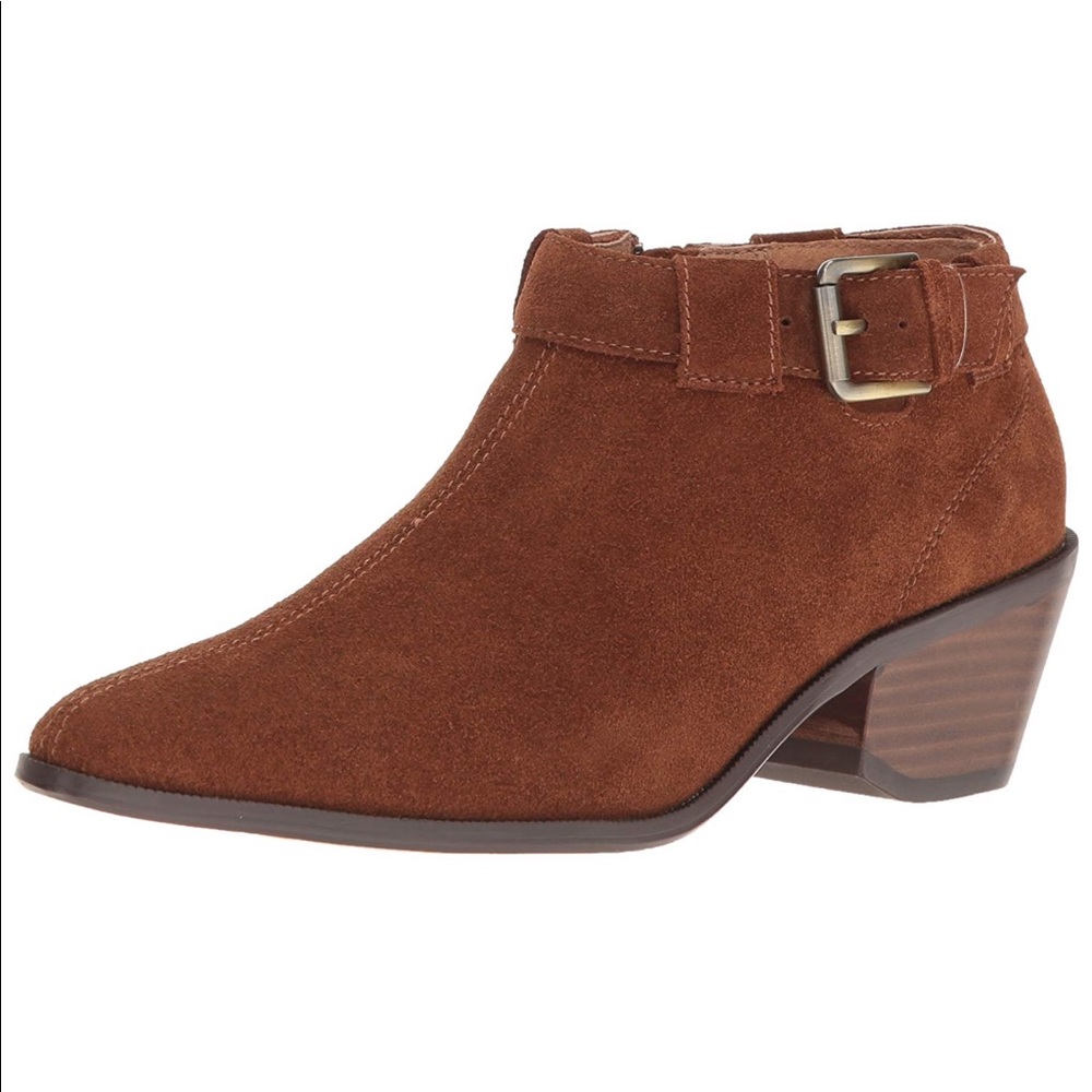 Texas Cognac Distressed Leather Belted Ankle Boots - Picture 4 of 7